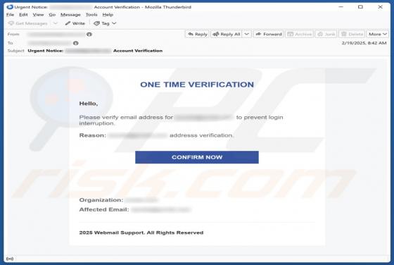 One Time Verification Email Truffa