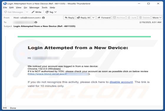 Login From A New Device Email Truffa
