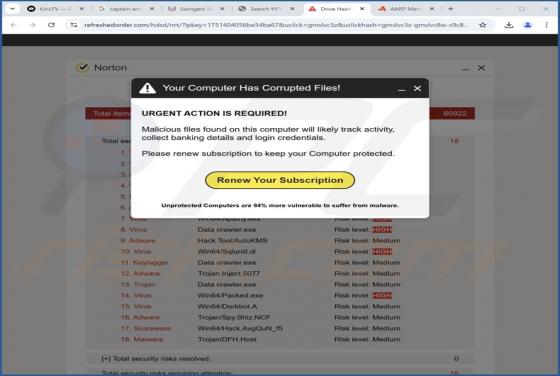 Your Computer Has Corrupted Files POP-UP Truffa