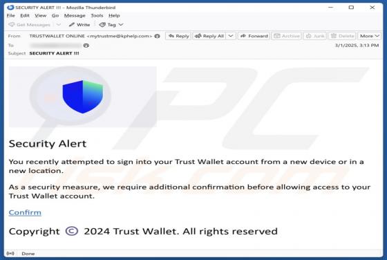 Trust Wallet Sign-In Attempt Email Truffa