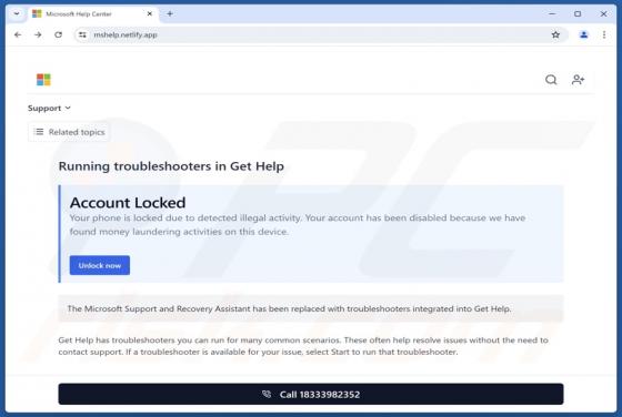 Microsoft Account Locked POP-UP Truffa