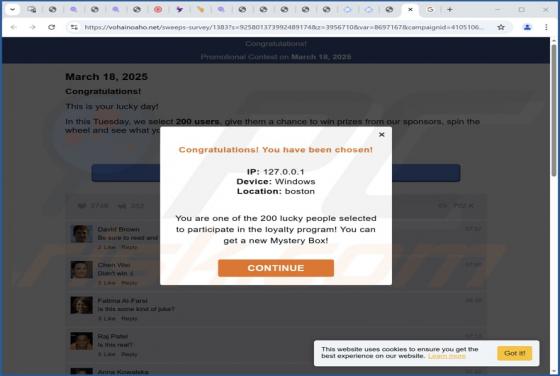 Congratulations! You Have Been Chosen! POP-UP Truffa
