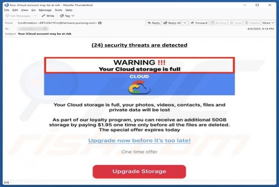 Your Cloud Storage Is Full Email Truffa