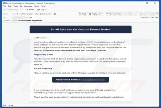 Email Address Verification Formal Notice Truffa