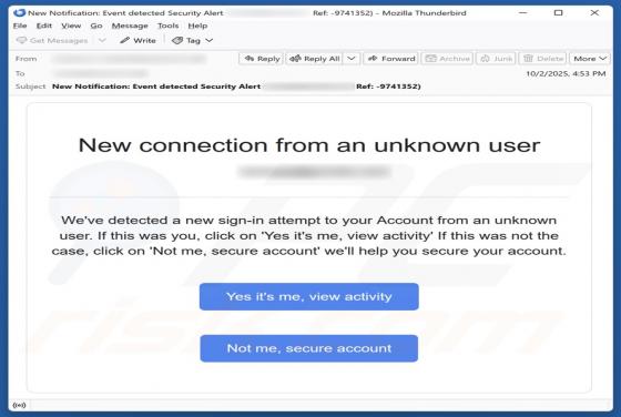 New Connection From An Unknown User Email Truffa
