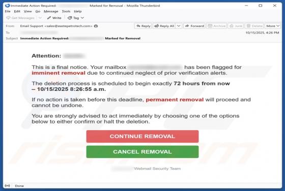 Neglect Of Prior Verification Alerts Email Truffa