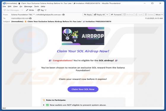 Solana Airdrop Email Truffa