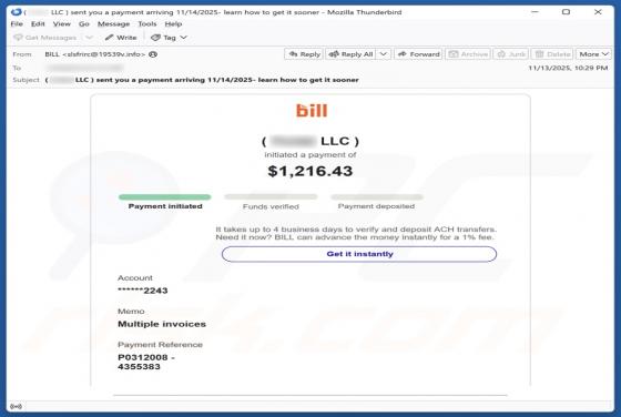 Bill Holdings - Initiated Payment Email Truffa
