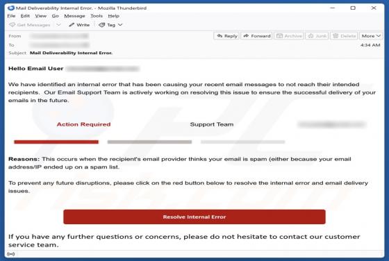 Internal Error Email Truffa