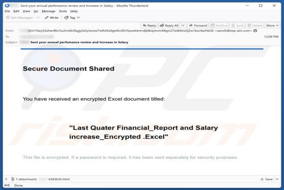 Truffa via email Secure Document Shared