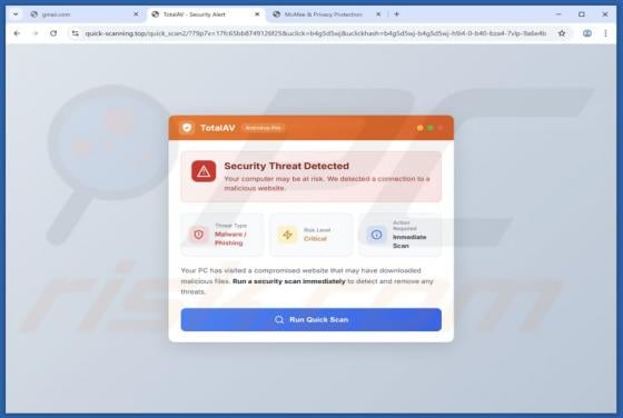 TotalAV - Security Threat Detected POP-UP Truffa
