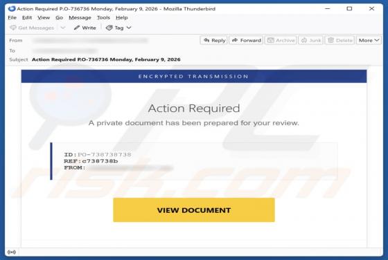 Truffa via email Private Document Has Been Prepared