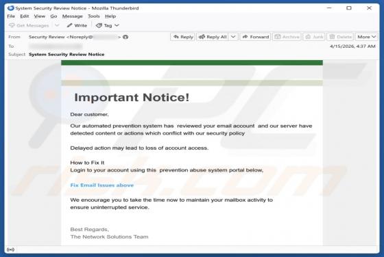 Content Or Actions Conflict With Our Security Policy truffa via email