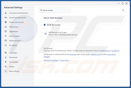 Shift applicazione indesiderata