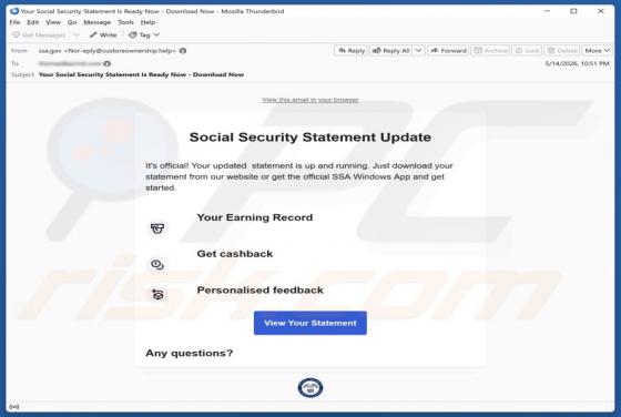 Social Security Statement Update virus via email
