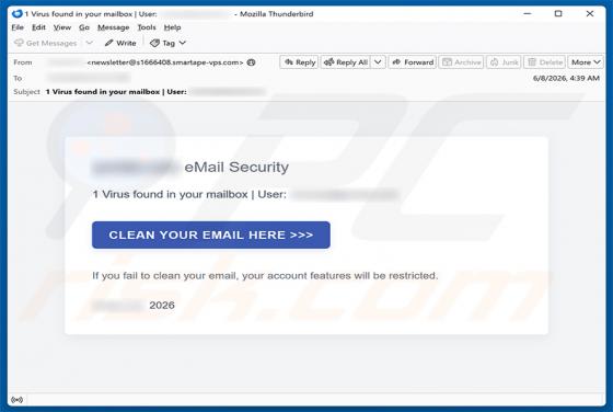 Virus Found In Your Mailbox truffa via email