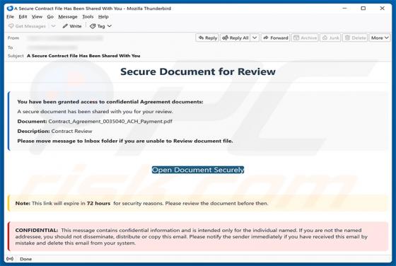 Secure Document For Review truffa via email