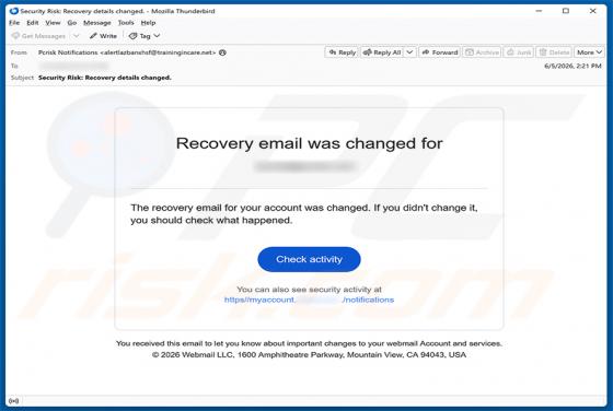 Recovery Email Was Changed truffa
