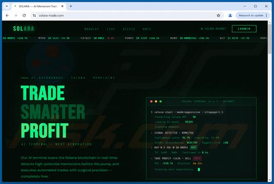 SOLARA — AI Memecoin Trading Terminal On Solana truffa