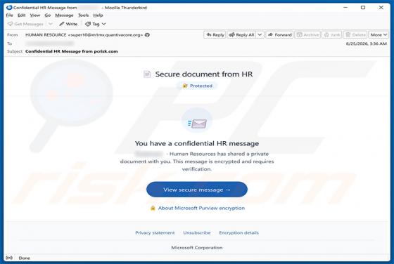 Secure Document From HR truffa via email