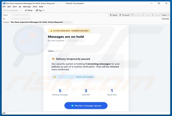 Messages Are On Hold truffa via email