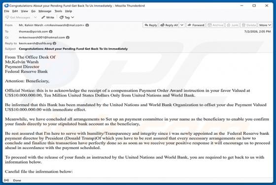 Payment Order Award truffa via email