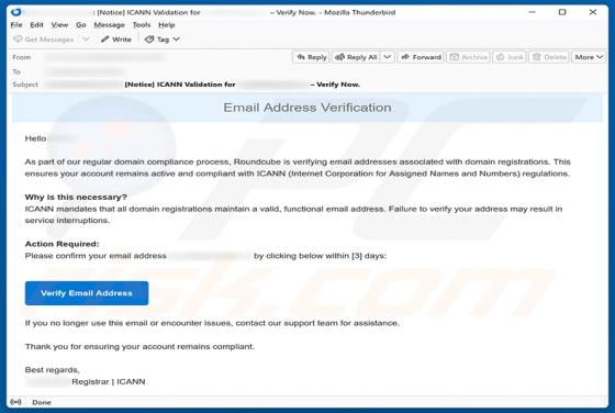 Roundcube Domain Registration Email Verification truffa