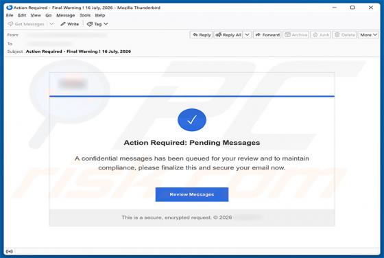 Confidential Messages Queued truffa via email