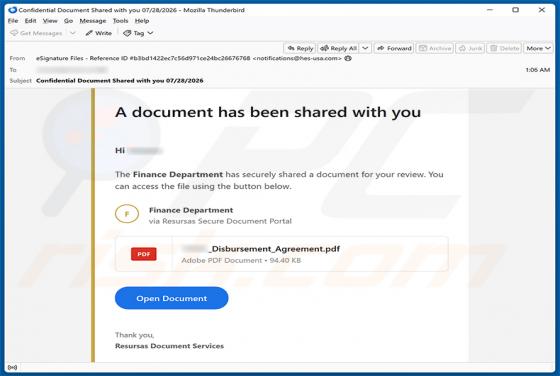 Finance Department Secure Document virus via email