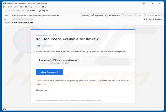 IRS Document Available For Review truffa via email