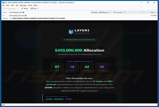 Layer3 Airdrop truffa via email