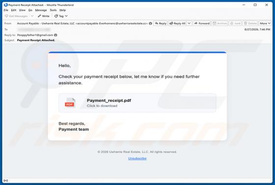 Payment Receipt truffa via email