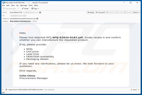 Confirmation Of Request For Quotation (RFQ) truffa via email