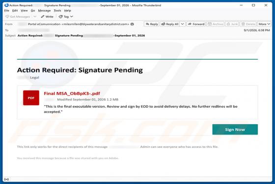 Action Required: Signature Pending virus email