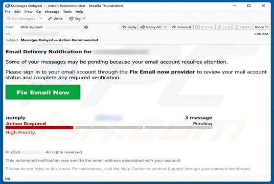 Email Delivery Notification truffa