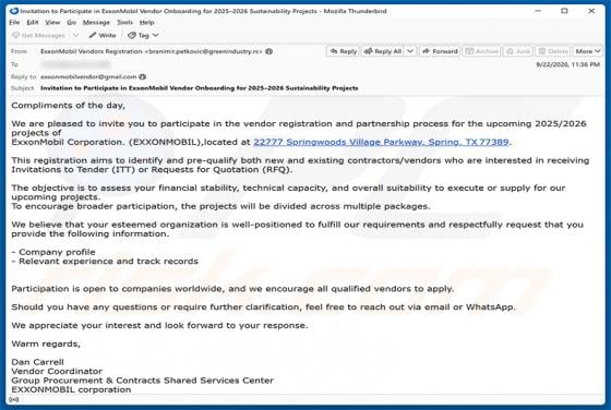 Vendor Registration And Partnership Process truffa via email