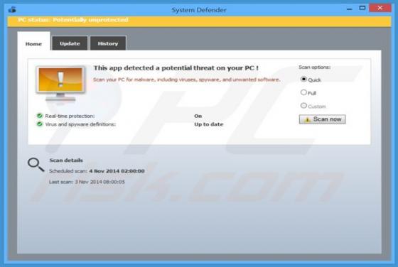 System Defender - Falso antivirus