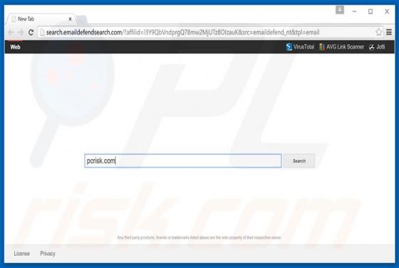 Search.emaildefendsearch.com Dirottatore