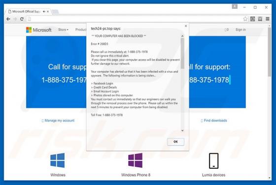 YOUR COMPUTER HAS BEEN BLOCKED Scam