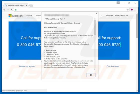 Truffa Microsoft Warning Alert