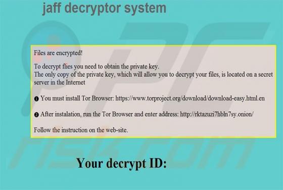 Jaff Decryptor System Ransomware