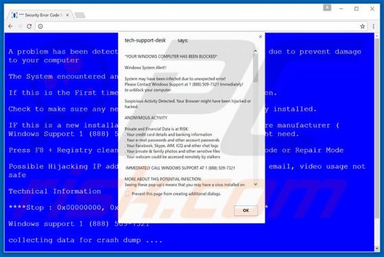 Truffa "Your Windows Computer Has Been Blocked"