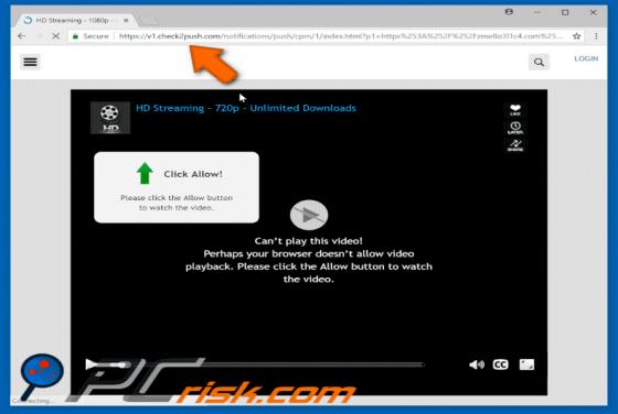 Check2push.com POP-UP Dirottatore