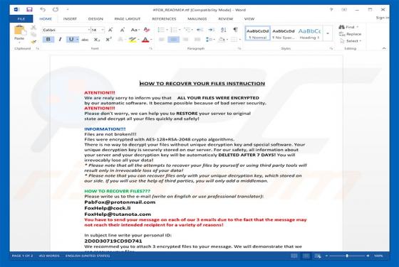 FOX Ransomware