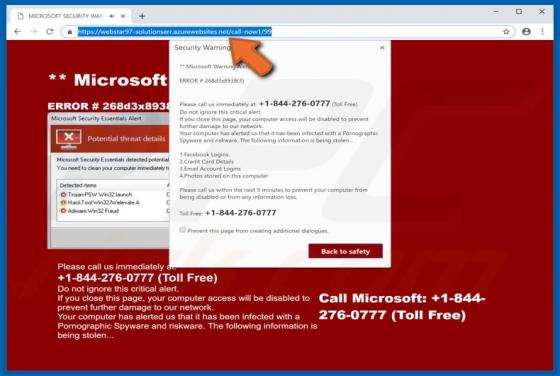 Azurewebsites.net POP-UP Truffa