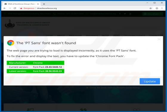 The PT Sans Font Wasnt Found POP-UP Truffa