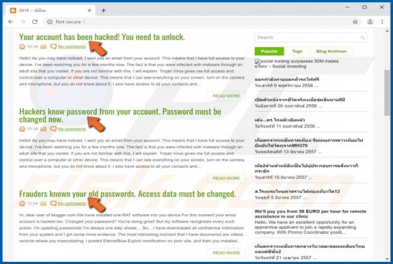 Website Sextortion Truffa