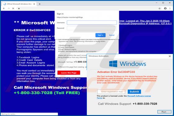 ERROR 0xC004FC03 POP-UP Truffa