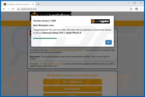 Dear [ISP name] user, Congratulations! POP-UP Truffa