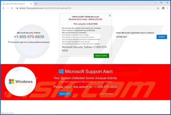 WIN.DLL011150 Error POP-UP Truffa